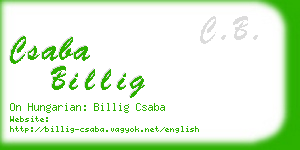 csaba billig business card